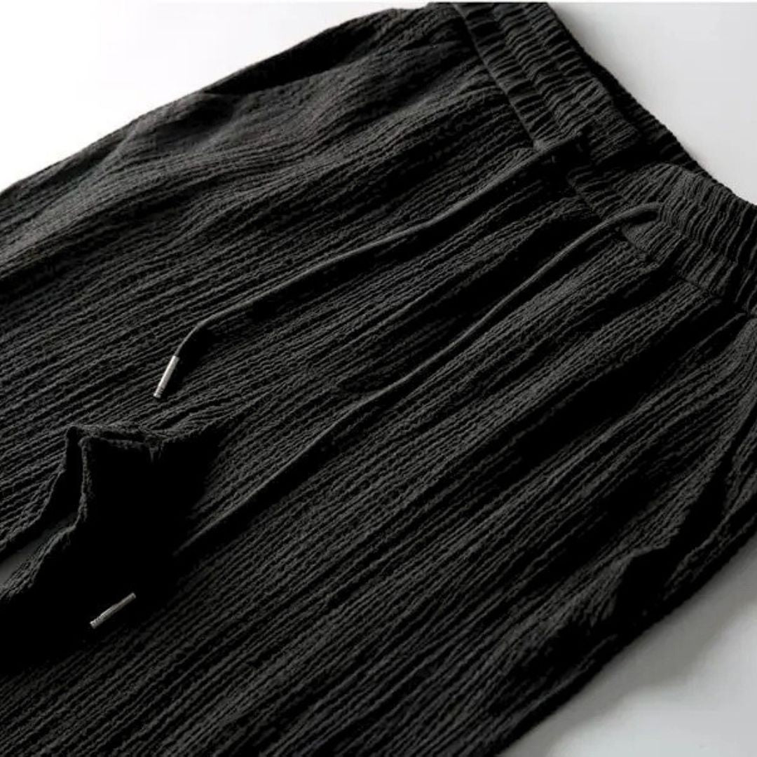 Men's Knit Shawl Collar Short Sleeve Shirt and Trousers Set