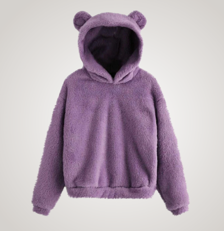 Women Fleece Bear Ear Hoodie Pullover Sweater