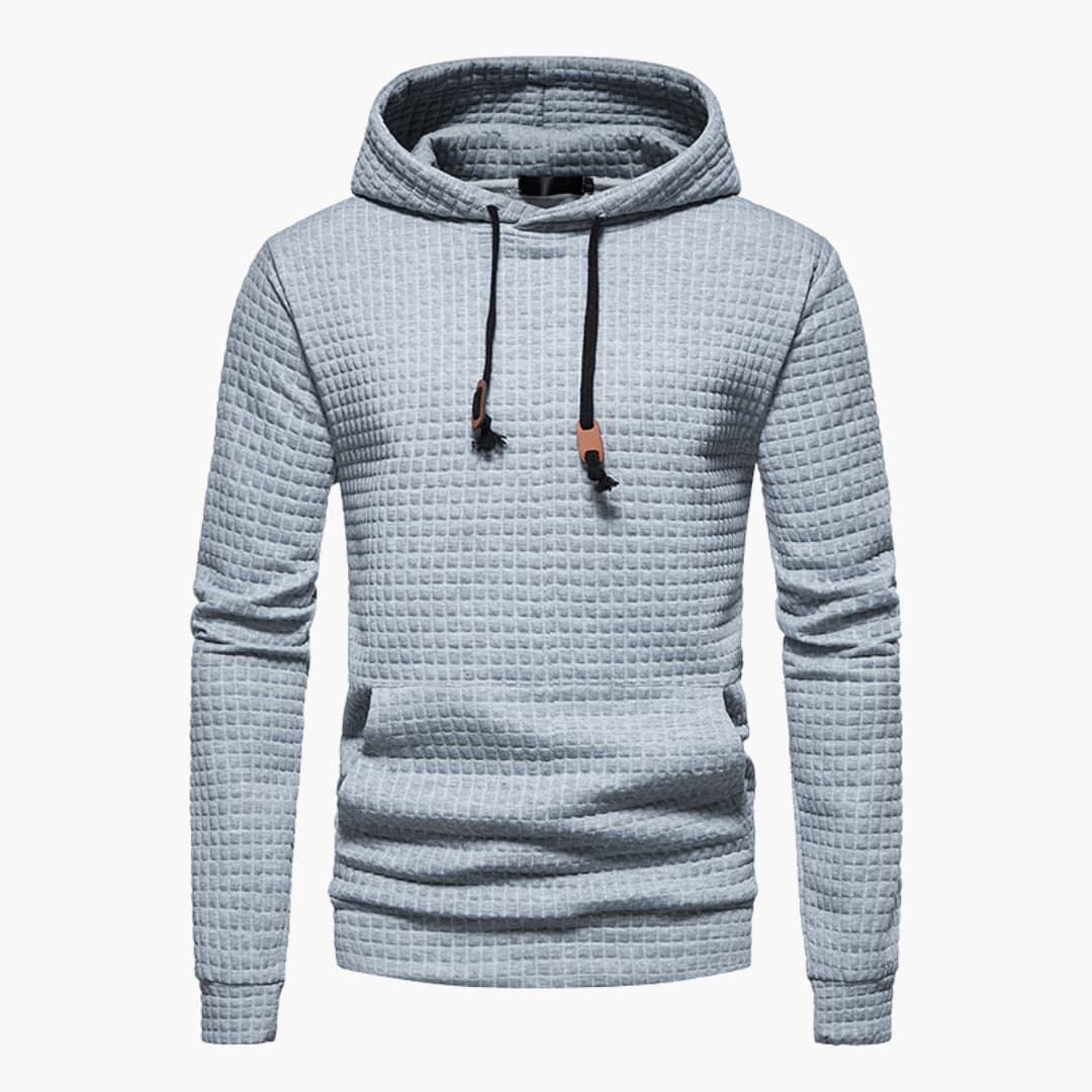Men's Fleece Hoodie Waffle Knit Pullover Sweatshirt