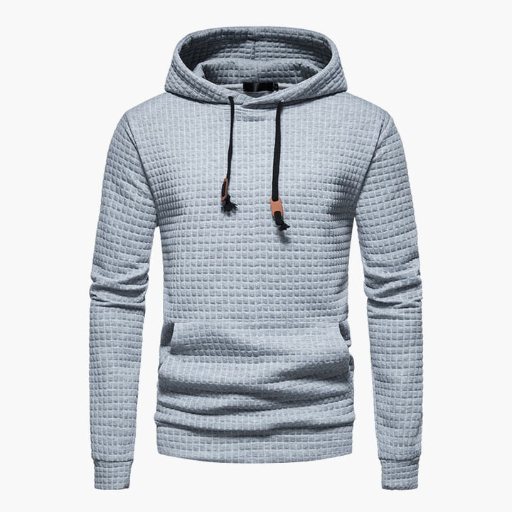 Men's Fleece Hoodie Waffle Knit Pullover Sweatshirt