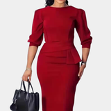 Women's Knit Crewneck Puff-Sleeve Pencil Dress