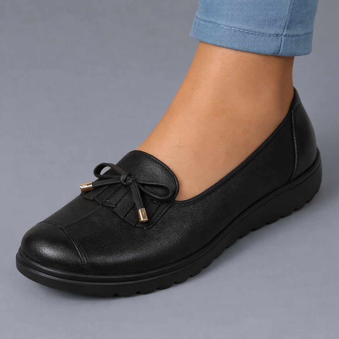 Women's Leather Loafers Comfortable Slip On Flat Shoes