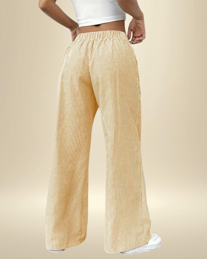 Women’s Linen Blend Wide-Leg Drawstring Trousers