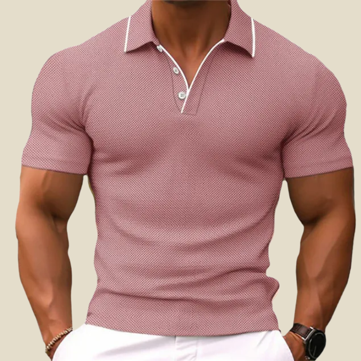 Men's Slim Fit Short Sleeve Textured Knit Polo Shirt