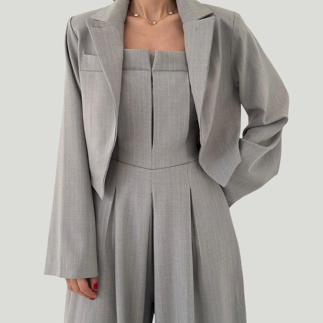 Women’s Knit Wide-Leg Jumpsuit & Blazer Set