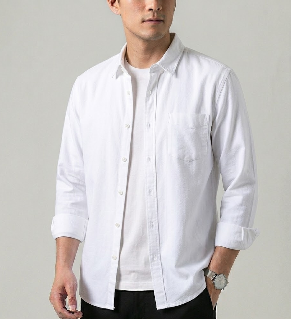 Men's Linen Button Down Long Sleeve Casual Shirt