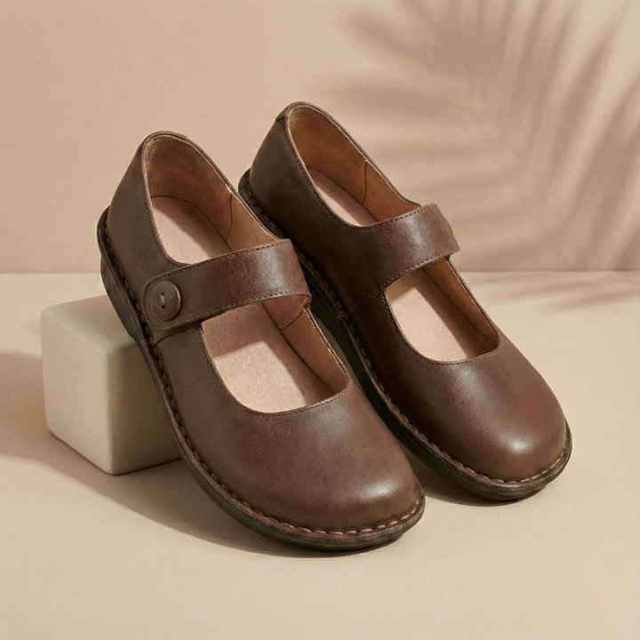 Women's Leather Mary Jane Comfort Flats