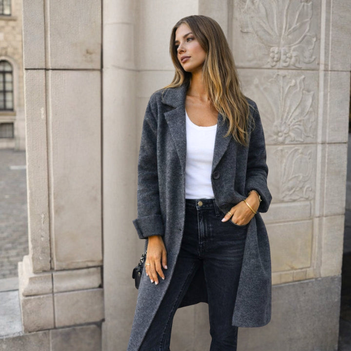 Women's Wool Mix Longline Lapel Coat