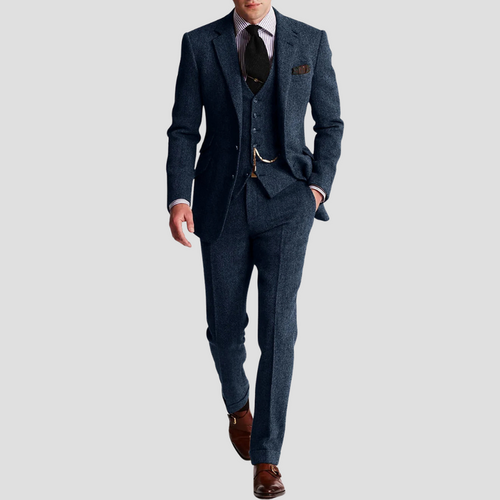 Men's Slim Fit Three-Piece Wool Suit