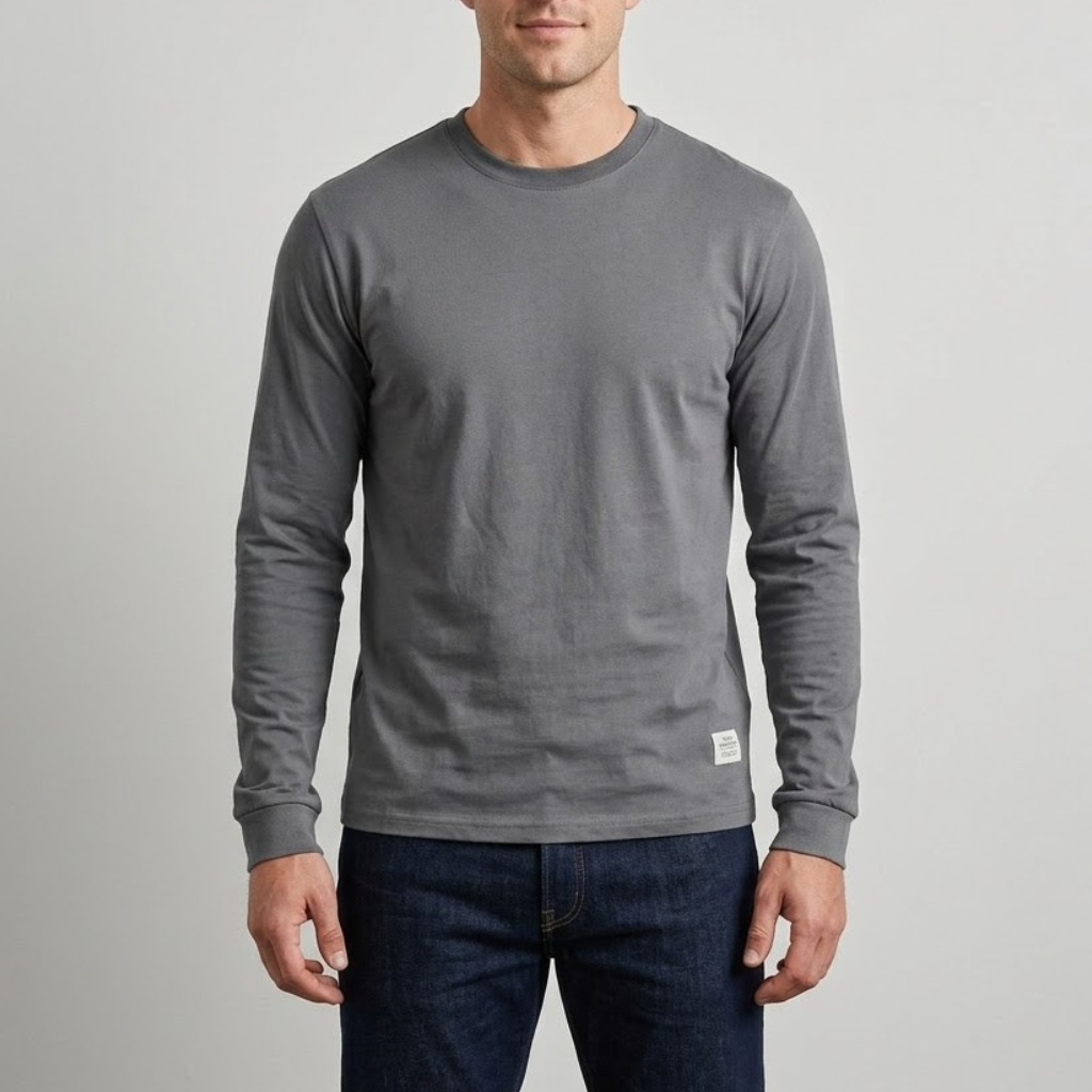 Wool Men's Long Sleeve Crew Neck Shirt