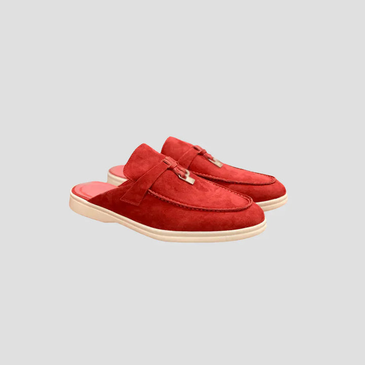 Men's Suede Leather Mules Closed Toe Buckle Slip On Loafers