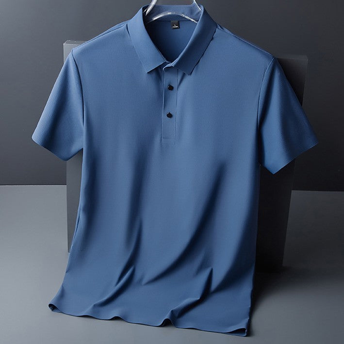 Men's Linen Blend Knit Polo Shirt Premium Short Sleeve Top