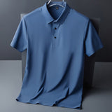 Men's Linen Blend Knit Polo Shirt Premium Short Sleeve Top
