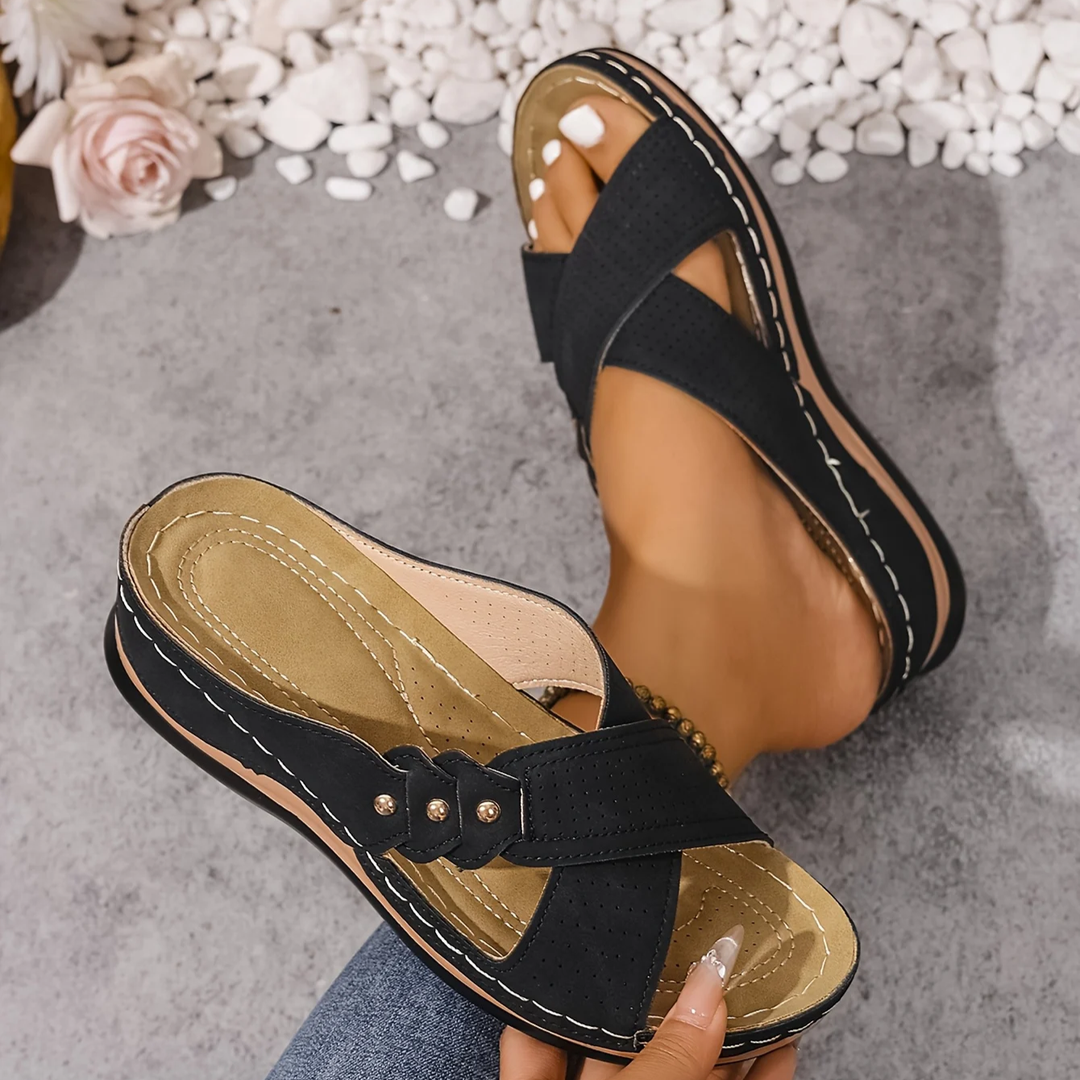 Women’s Leather Arch-Support Wedge Sandals
