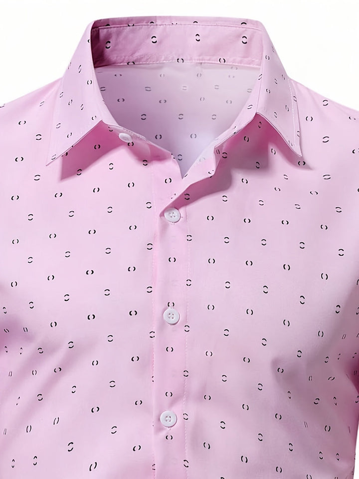 Men's Printed Linen Short-Sleeve Button-Down Shirt
