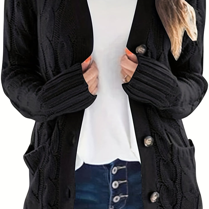 Women's Cardigan Sweater Cable Knit Wool Open Front Jumper