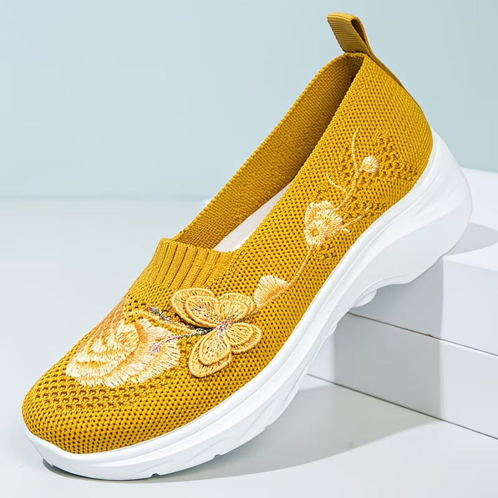 Women Knit Slip On Trainers Loafers Walking Shoes