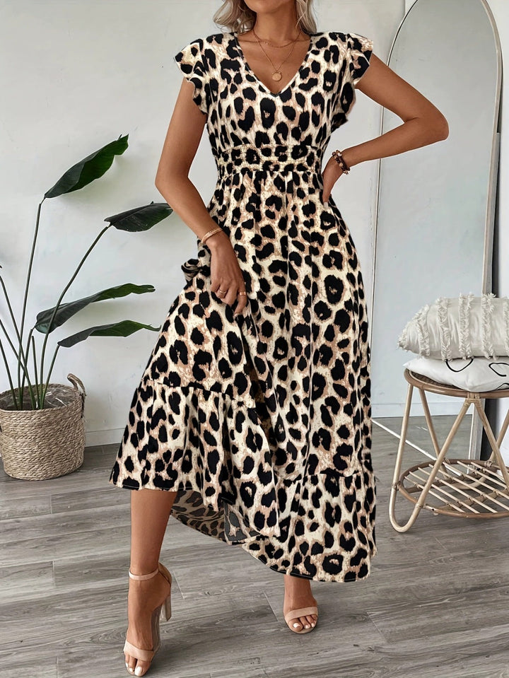 Women’s Silk Blend Baroque V-Neck High-Waist Maxi Dress