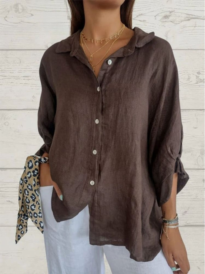 Women's Linen Cotton Button Up Shirt Lightweight Summer Blouse