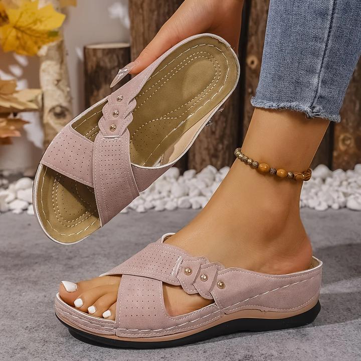 Women’s Leather Arch-Support Wedge Sandals