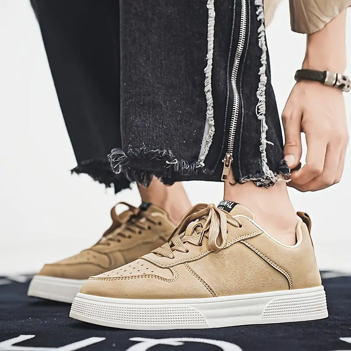 Men's Leather Low Top Sneakers Casual Shoes