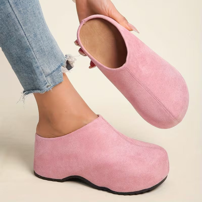 Women’s Leather Arch-Support Platform Clog Shoes