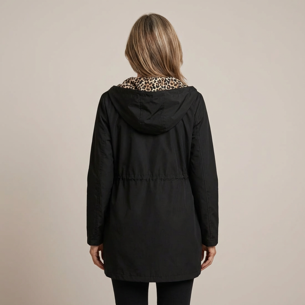Women's Fleece Reversible Leopard Print Hooded Jacket