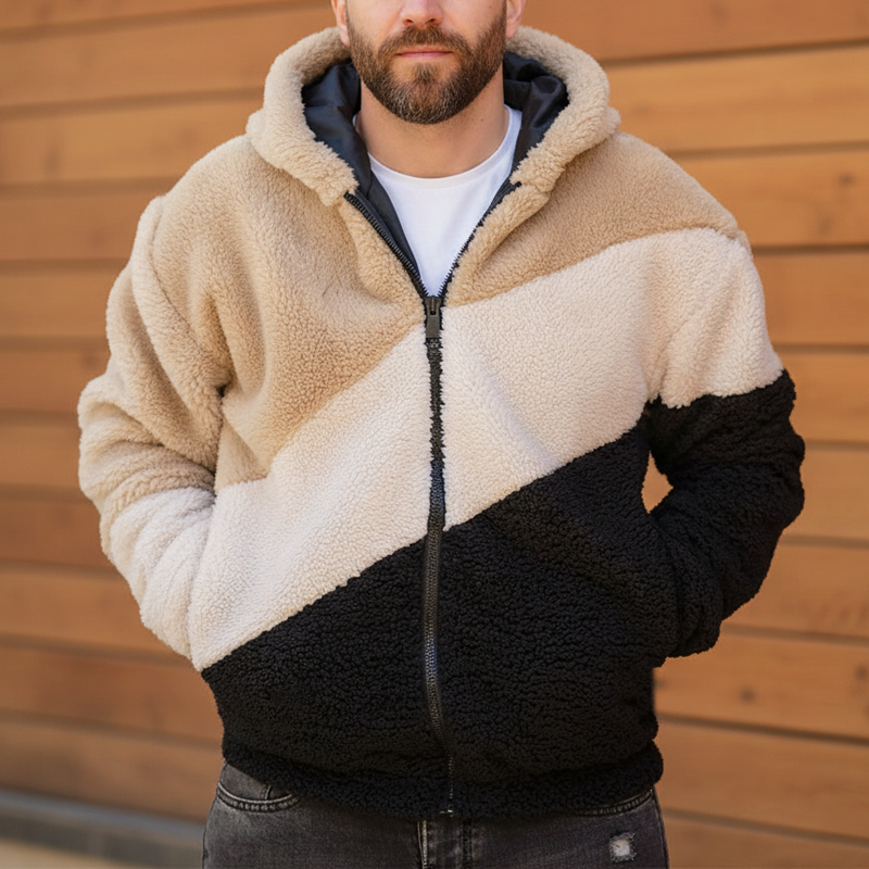 Men's Sherpa-Lined Fleece Zip-Up Hoodie