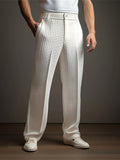Pantalon habillé plissé pour homme, en maille gaufrée et coupe ajustée