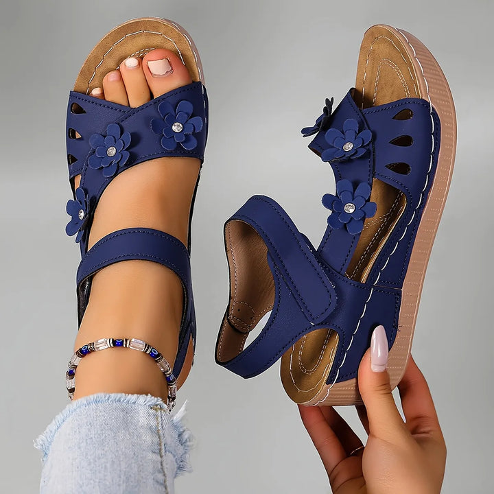Women's Leather Platform Casual Comfort Wedge Sandals