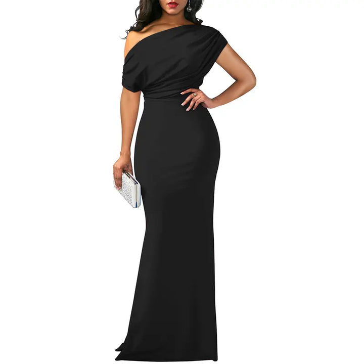 Women's Satin One Shoulder Evening Gown Formal Dress