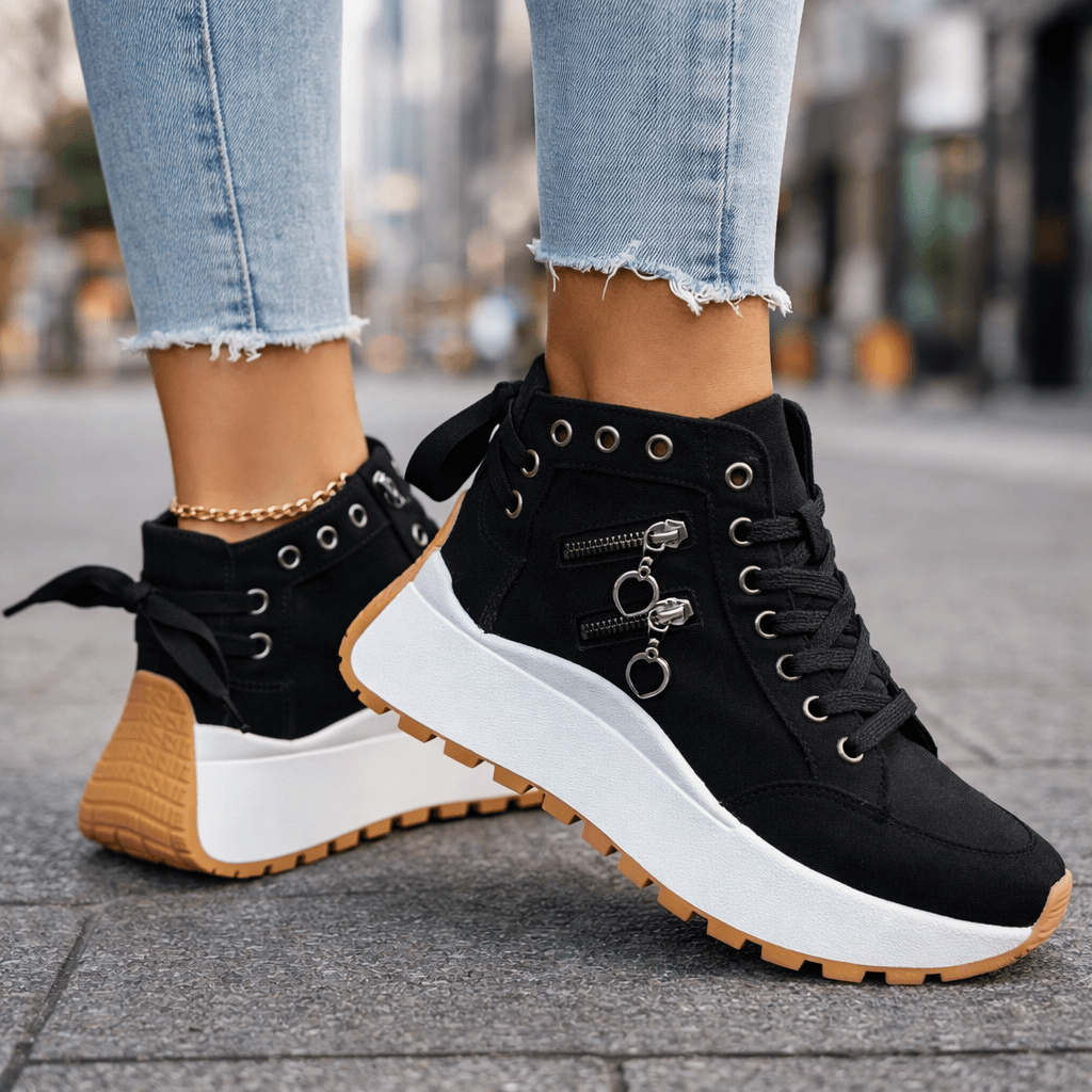 Women's Leather High-Top Platform Sneakers