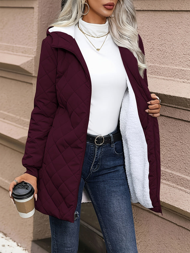 Women's Quilted Jacket Fleece Lined Hooded Coat