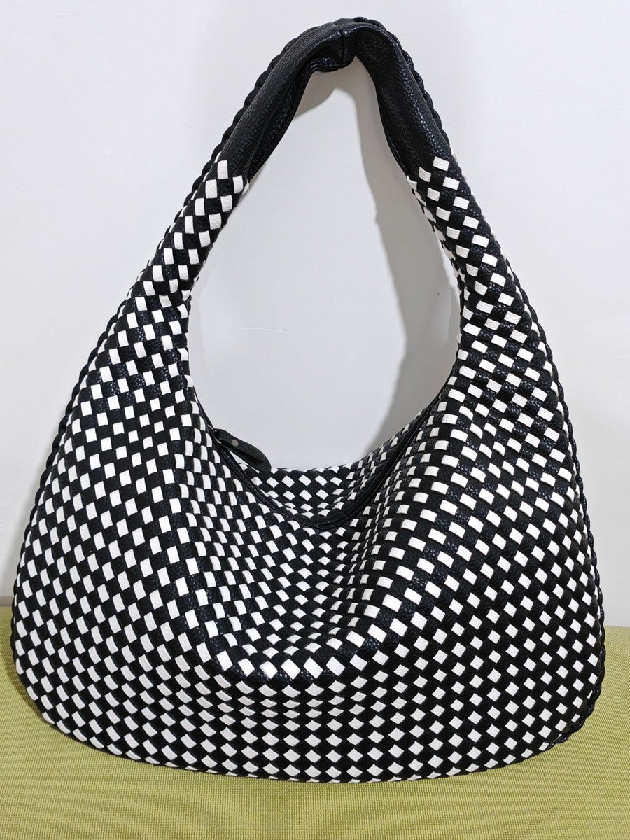 Women Woven Leather Hobo Bag Knot Shoulder Purse