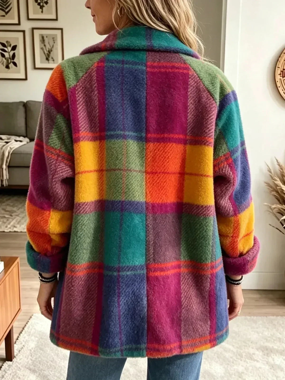 Veste-chemise à carreaux en polaire pour femme, manteau teddy