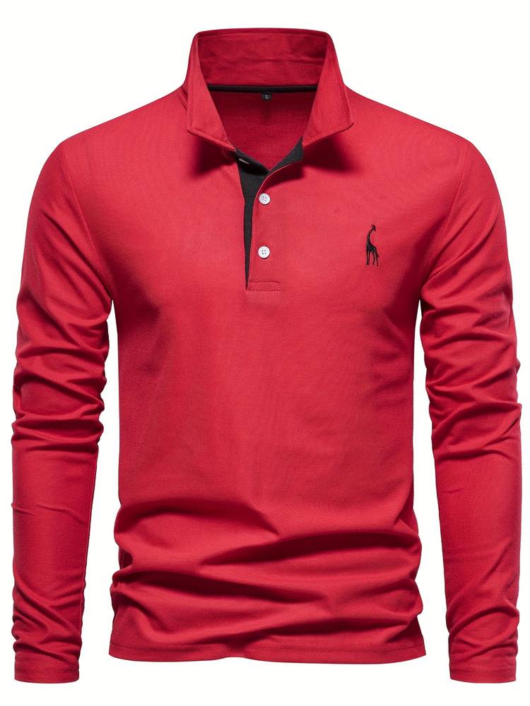 Men's Long Sleeve Polo Shirt Merino Wool Blend Knit Slim Fit