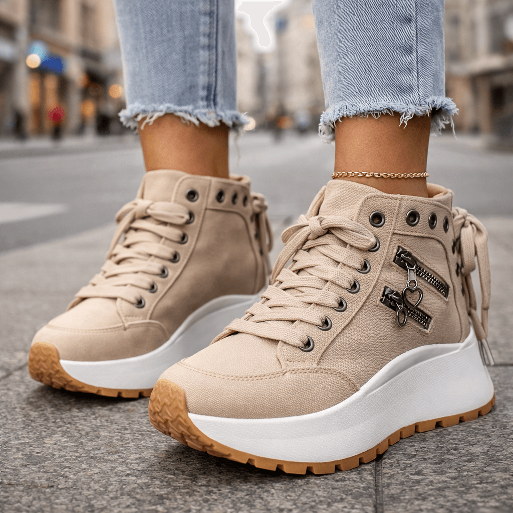 Women's Leather High-Top Platform Sneakers
