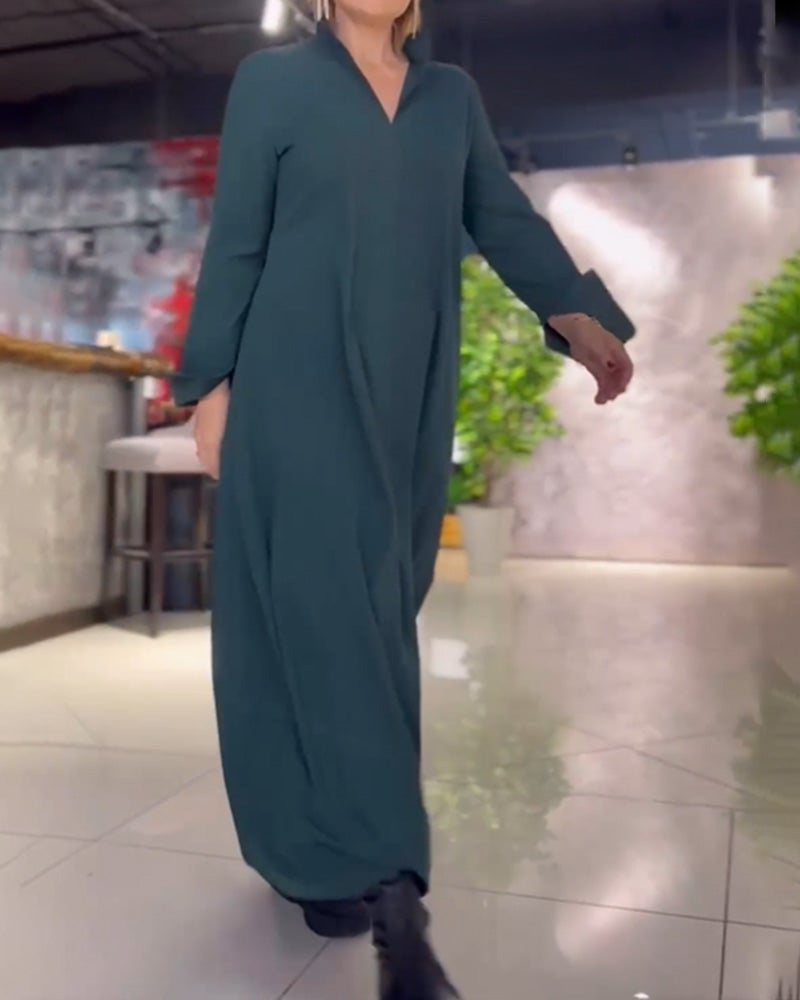 Women's Maxi Shirt Dress Linen Long Sleeve Tunic