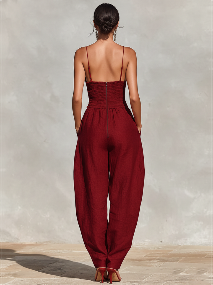Women's Jumpsuit Sleeveless Wide Leg Linen Blend Romper
