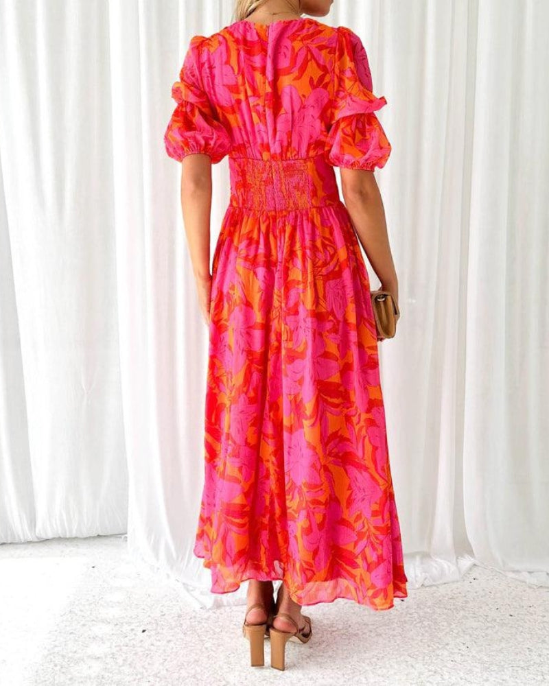 Women's Floral Chiffon Maxi Dress