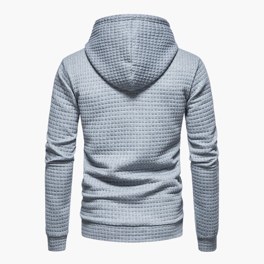 Men's Fleece Hoodie Waffle Knit Pullover Sweatshirt