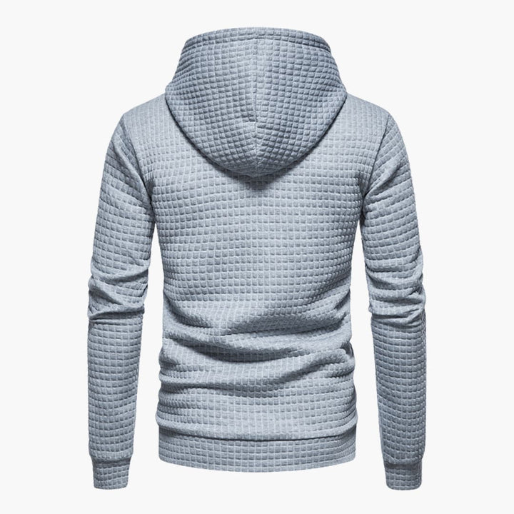 Men's Fleece Hoodie Waffle Knit Pullover Sweatshirt