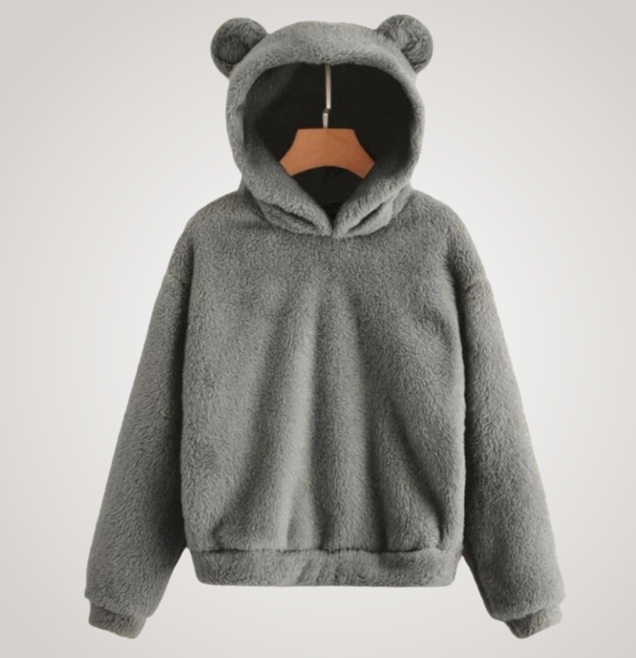 Women Fleece Bear Ear Hoodie Pullover Sweater