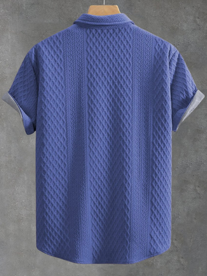 Men's Knit Button Down Shirt Dachshund Graphic Short Sleeve Collar Top