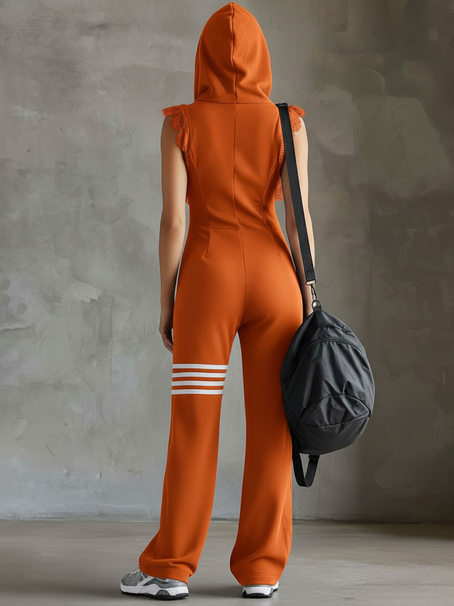 Women's Fleece Hooded Jumpsuit Tracksuit Loungewear