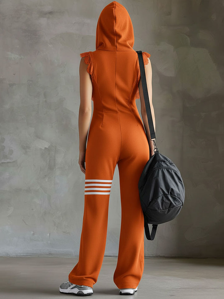 Women's Fleece Hooded Jumpsuit Tracksuit Loungewear
