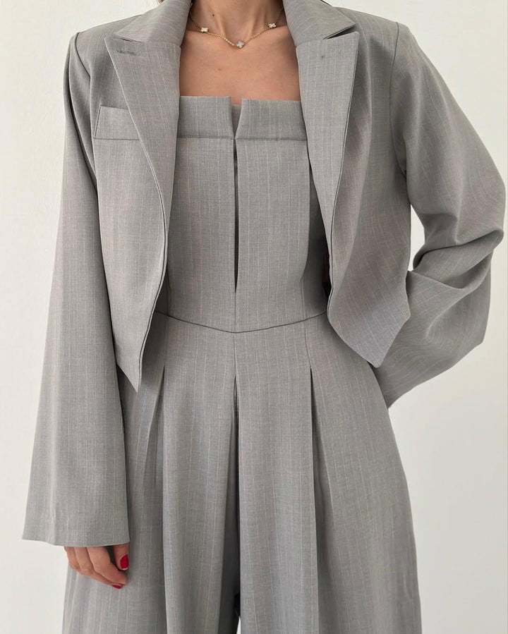 Women’s Knit Wide-Leg Jumpsuit & Blazer Set