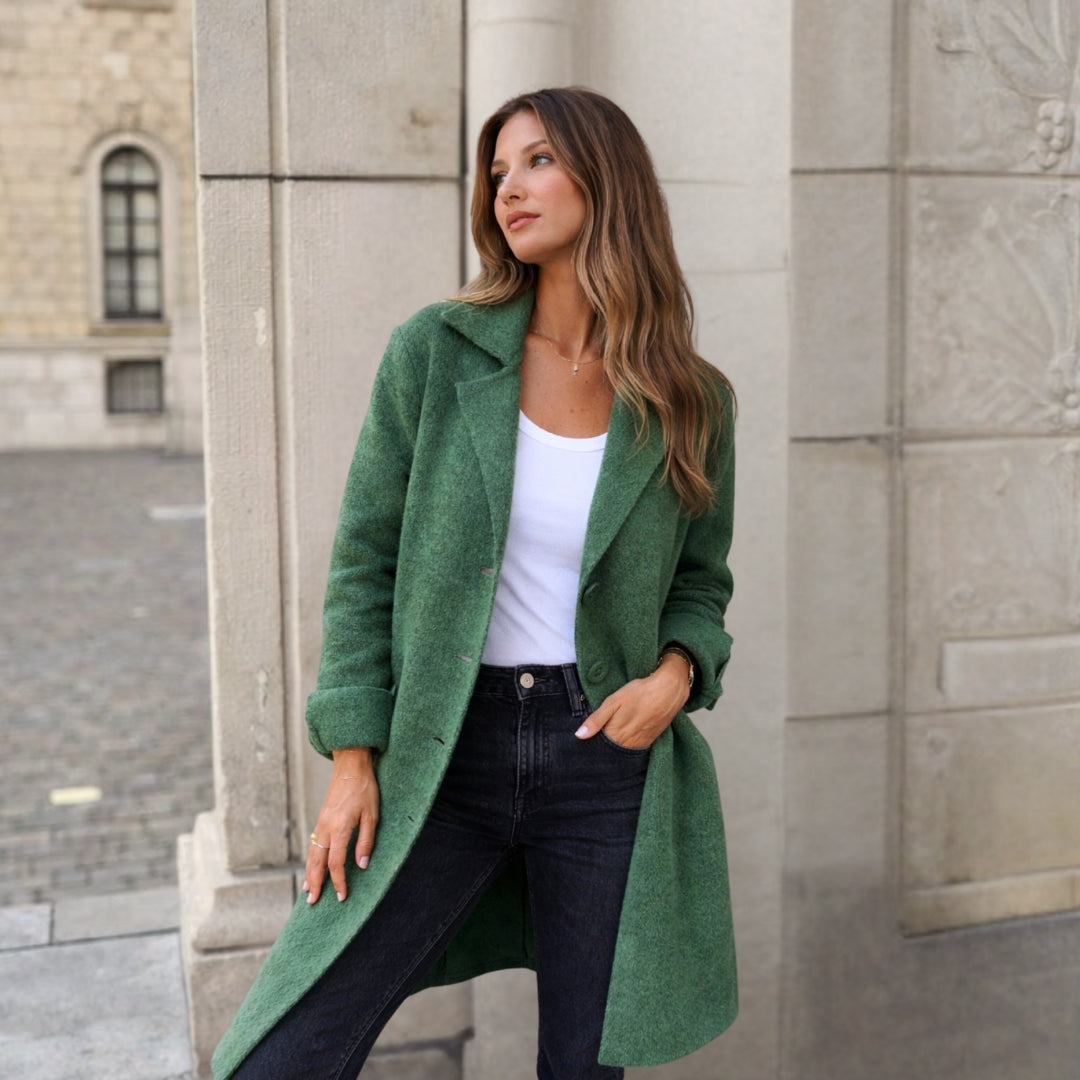 Women's Wool Mix Longline Lapel Coat