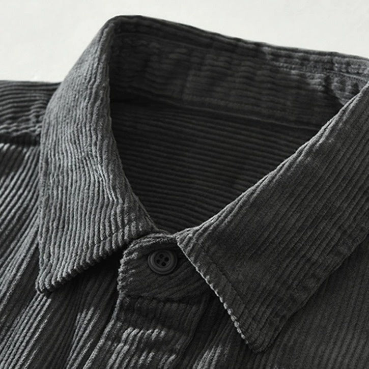 Men's Corduroy Patchwork Long-Sleeve Shacket