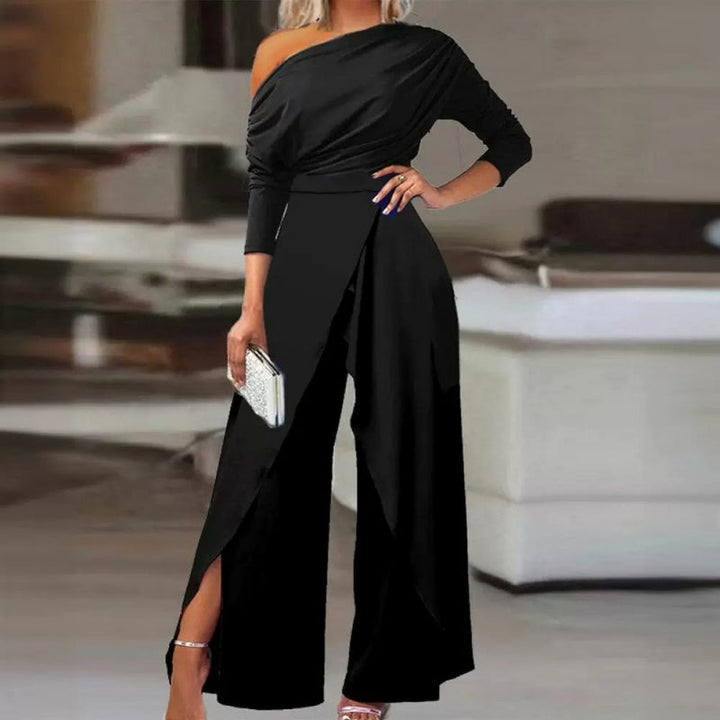 Women's Knit One Shoulder Wide Leg Jumpsuit